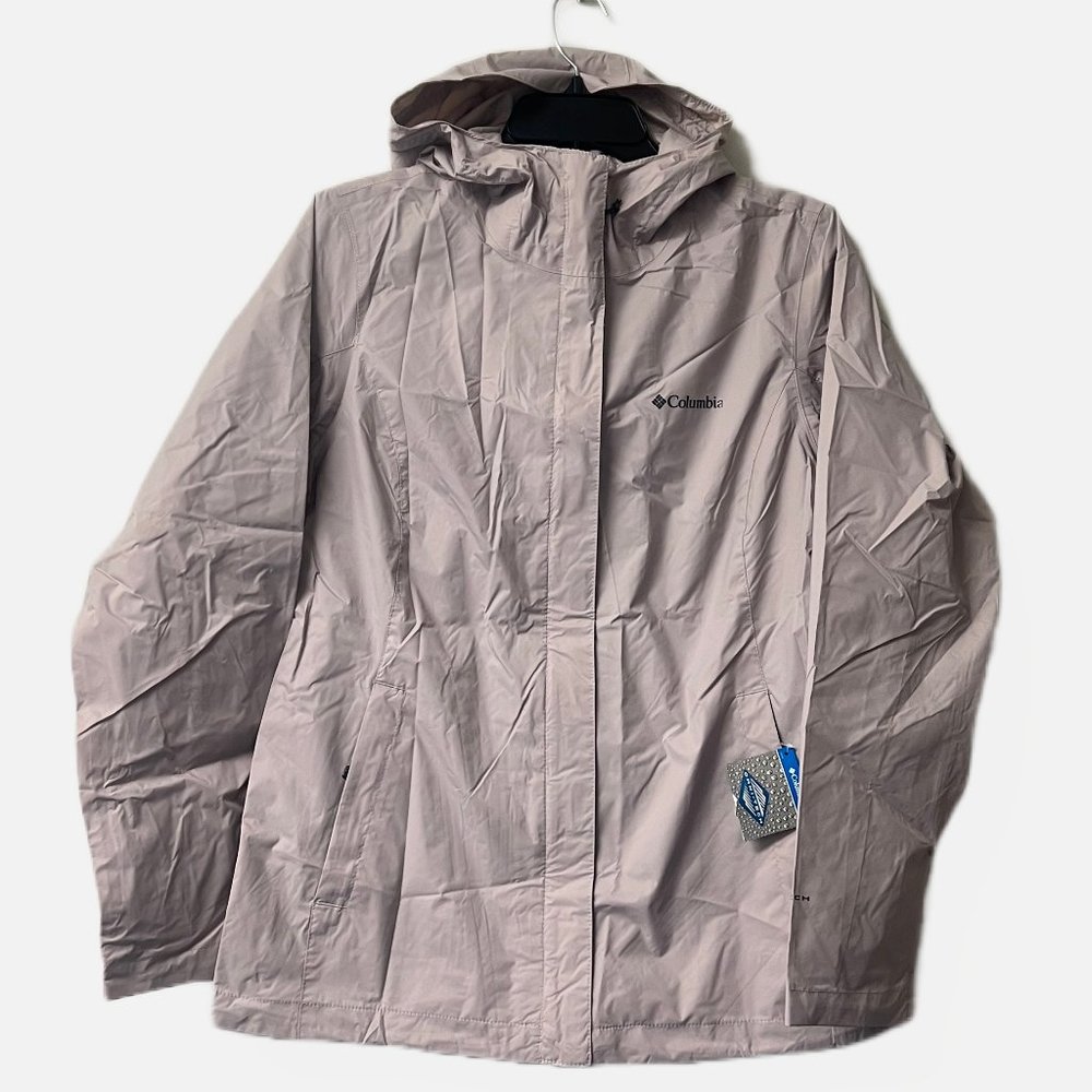 NWT! Columbia Women's Timber‎ Pointe II Waterproof Hooded Rain Jacket Pink/Large